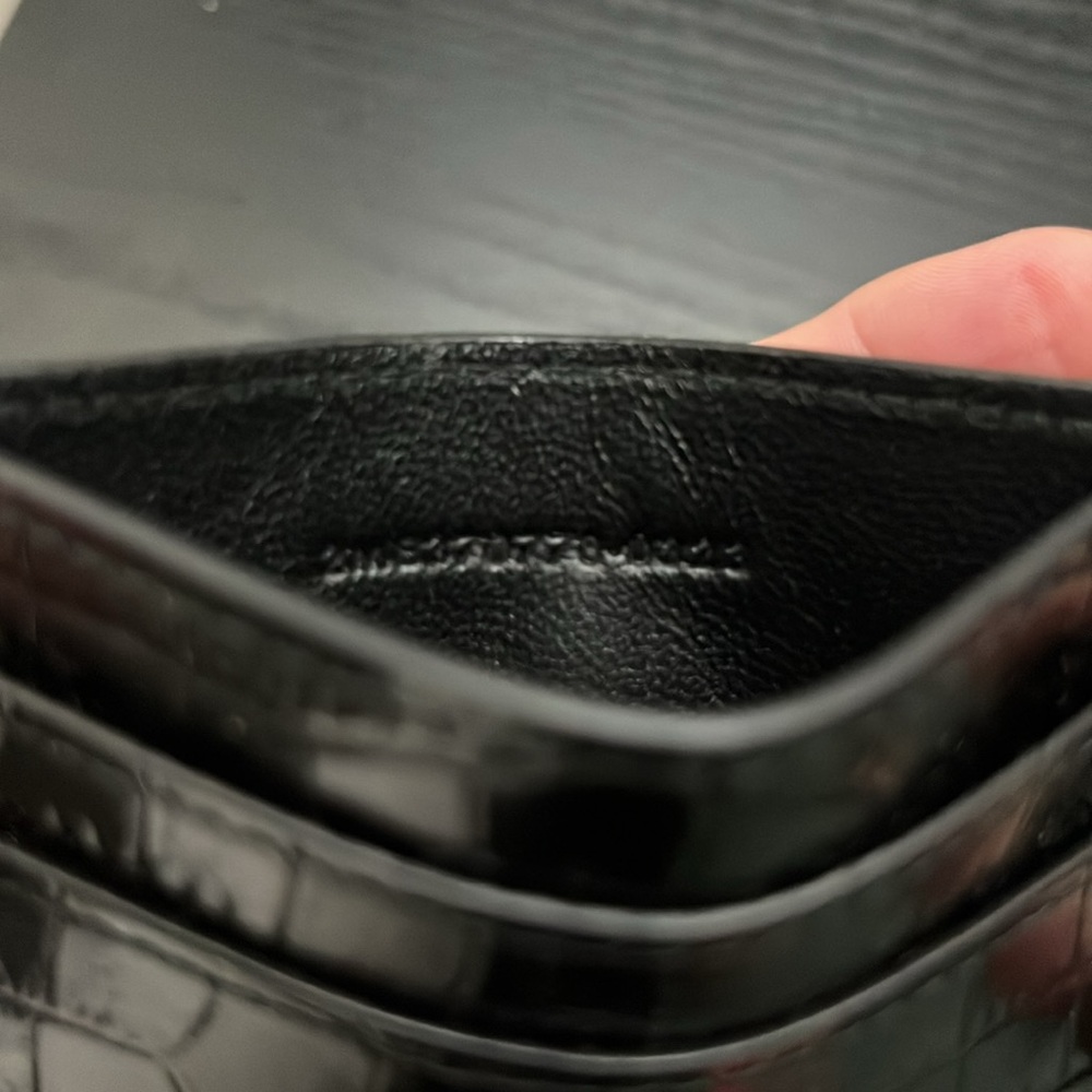 NWT Saint Laurent Black Croc-Embossed Card Holder - Picture 8 of 9